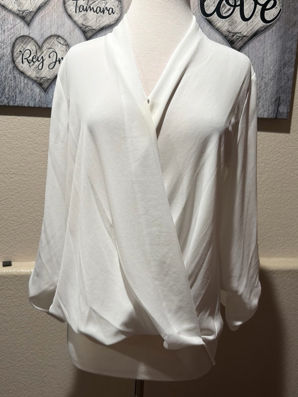 Pleione Ivory Surplice Long Sleeve Blouse